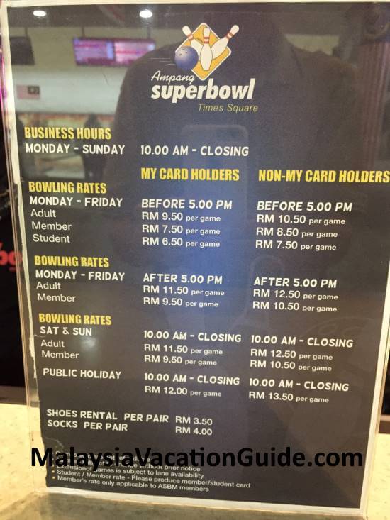 Berjaya Times Square Ampang Superbowl Rates