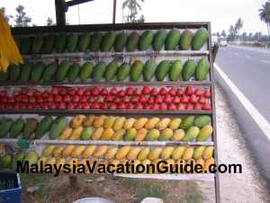 Mangoes, corn and other fruits in Sekinchan