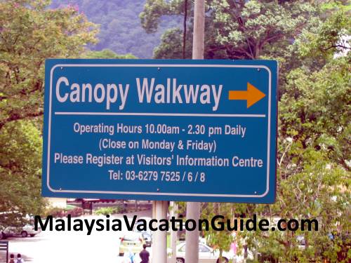 FRIM Canopy Walk Signage and operating hours