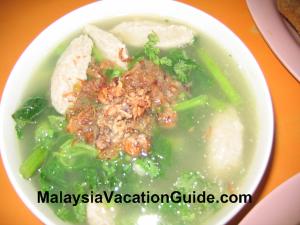 Ampang fish paste in vegetable soup