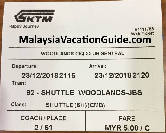 Woodlands-JB Sentral Shuttle Train KTM Ticket